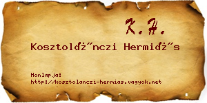 Kosztolánczi Hermiás névjegykártya